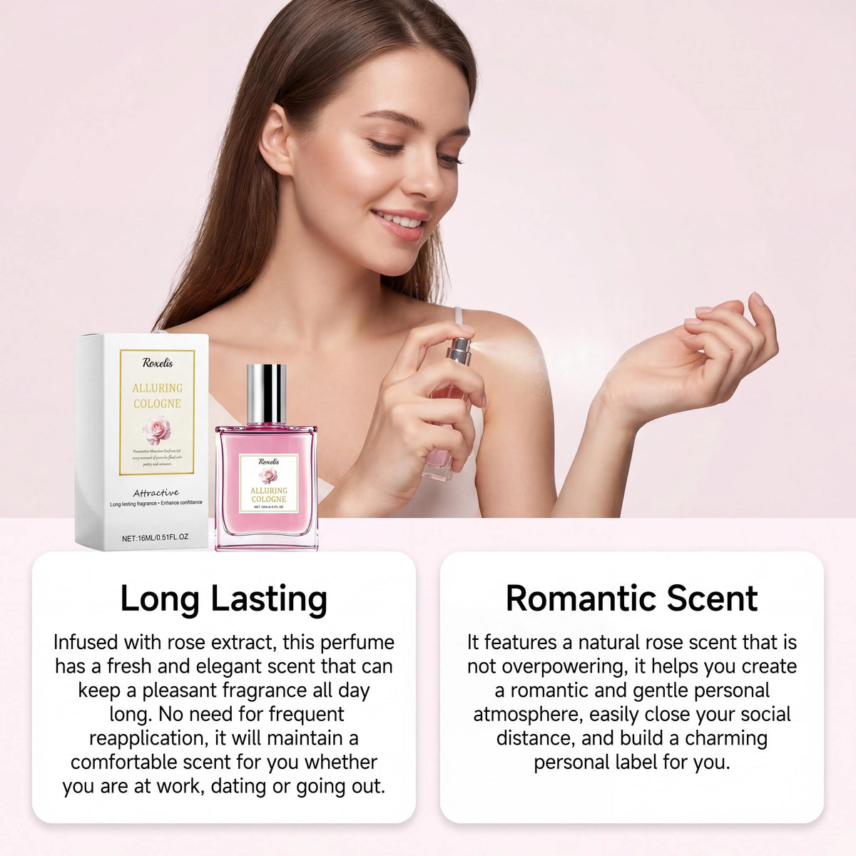 Roxelis Alluring Rose Pheromone Perfume Long Lasting Fragrance Enhances Charm Attraction Deepens Appeal Suitable For Any Occasion Body Mist Spray
