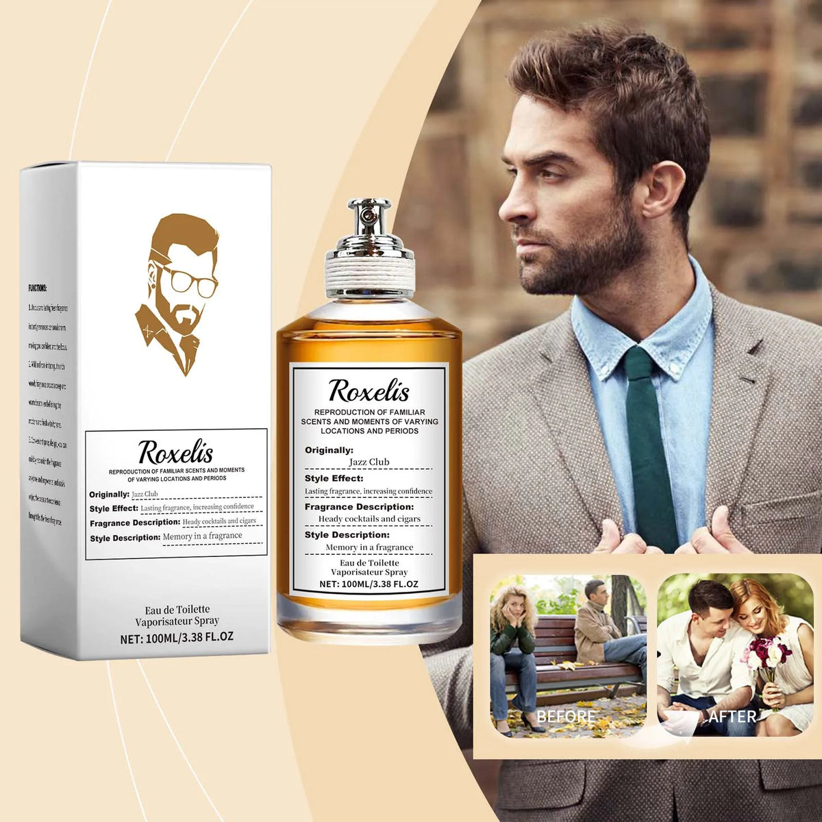 Roxelis Jazz Perfume Tobacco Flavor Lasting Fragrance Fresh Wood Fragrance Men S Charm Tobacco Fragrance Long-Lasting Perfume