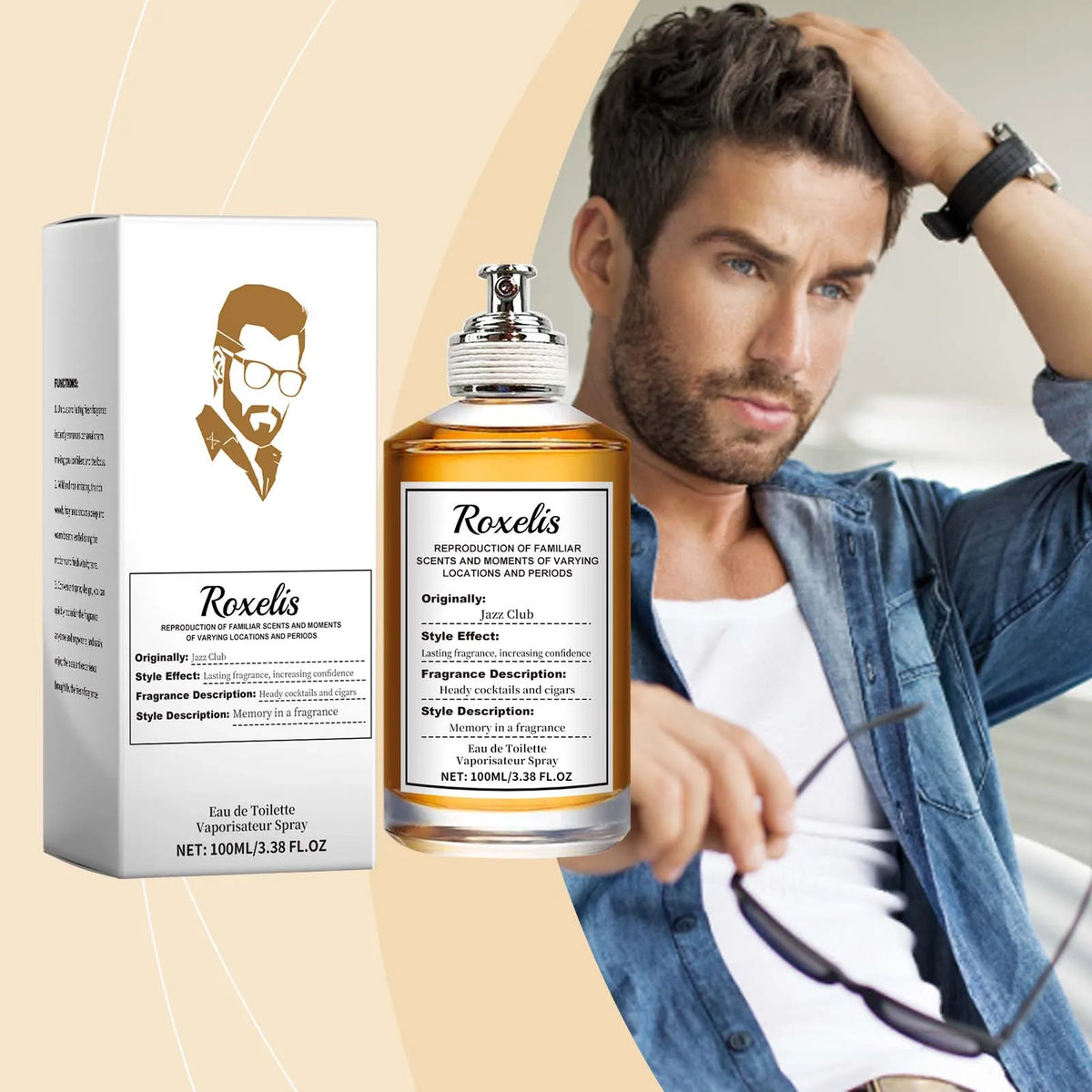Roxelis Jazz Perfume Tobacco Flavor Lasting Fragrance Fresh Wood Fragrance Men S Charm Tobacco Fragrance Long-Lasting Perfume