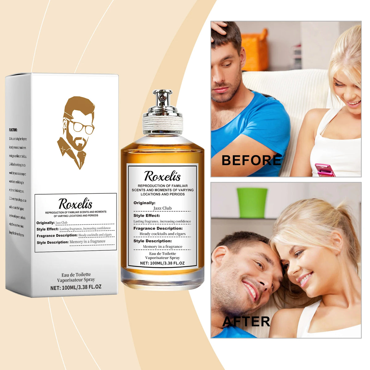 Roxelis Jazz Perfume Tobacco Flavor Lasting Fragrance Fresh Wood Fragrance Men S Charm Tobacco Fragrance Long-Lasting Perfume