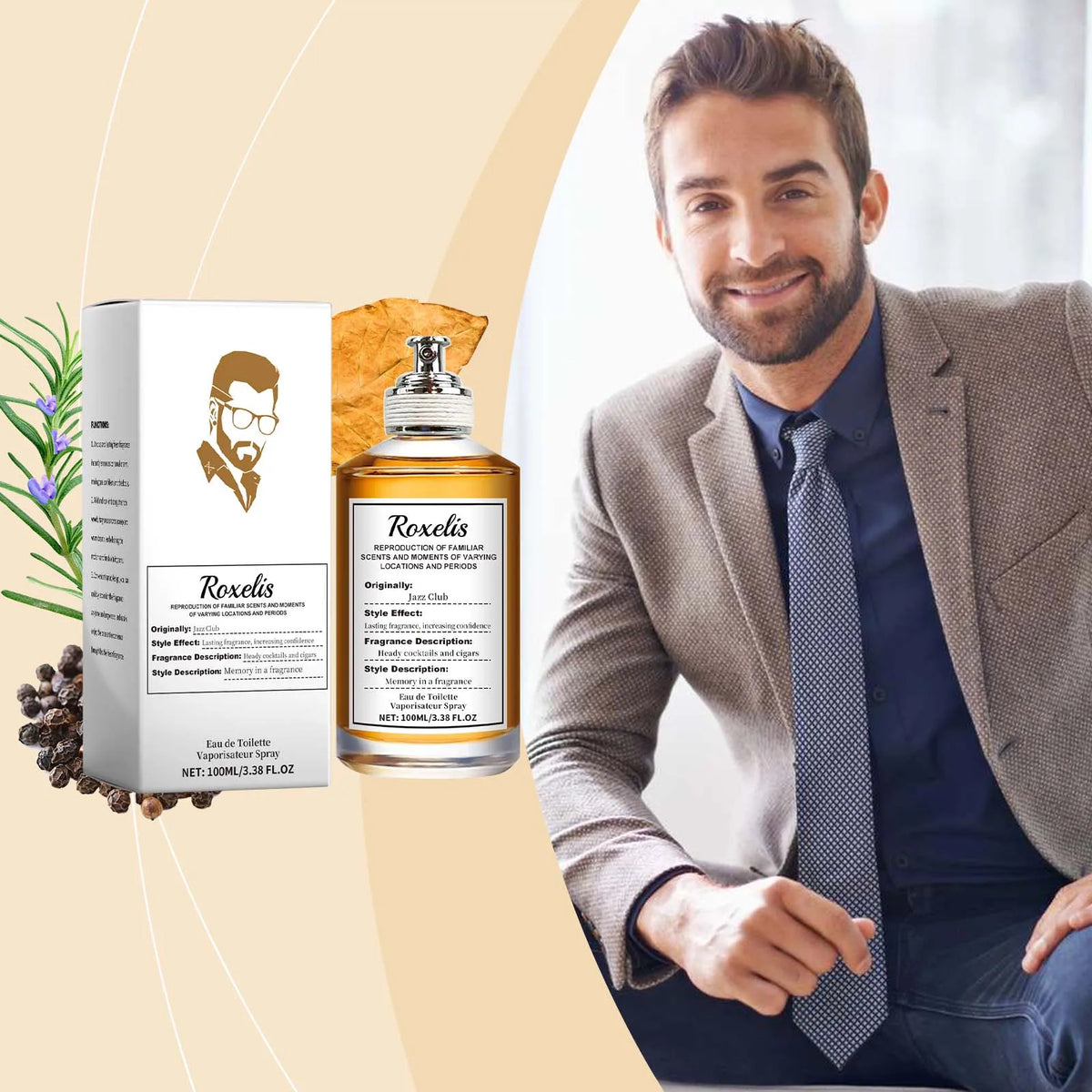Roxelis Jazz Perfume Tobacco Flavor Lasting Fragrance Fresh Wood Fragrance Men S Charm Tobacco Fragrance Long-Lasting Perfume