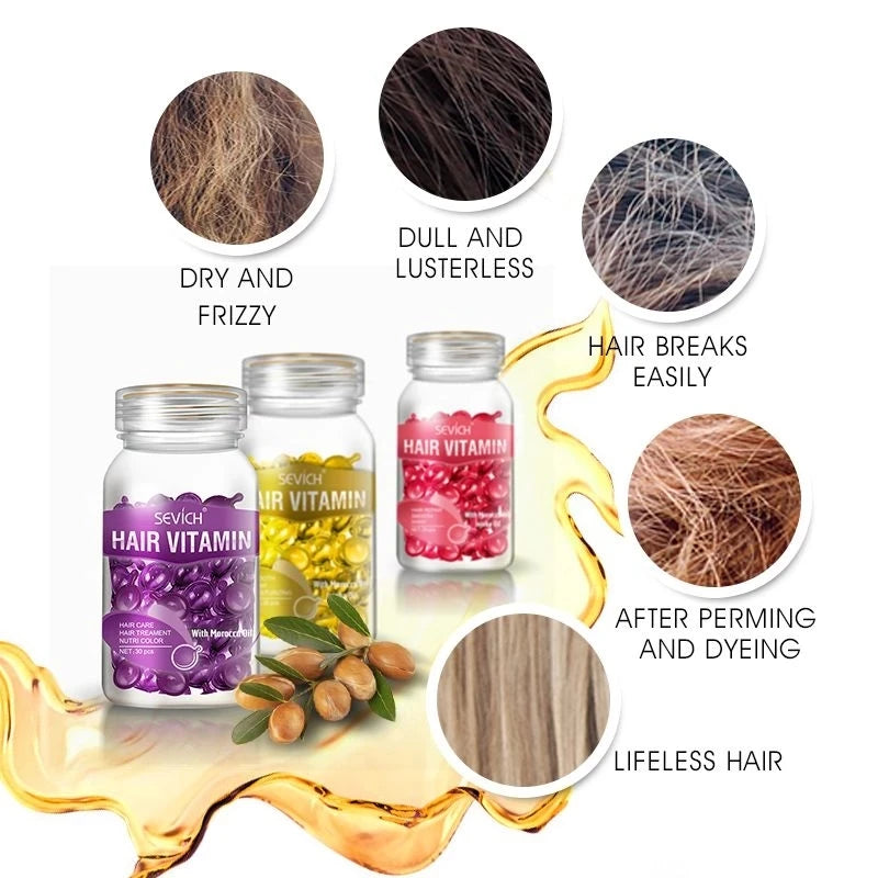 Sevich Smooth Silky Hair Vitamin Capsule Keratin Complex Oil Hair Care Repair Damaged Hair Serum Anti-Loss Moroccan Hair Oil - AliExpress 66