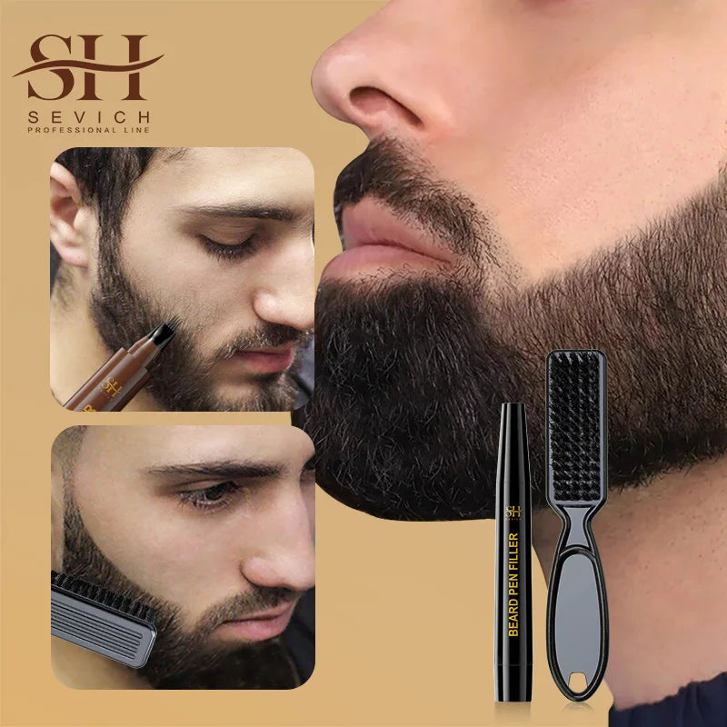 SEVICH Beard Filling Pen Kit Beard Enhancer Brush Beard Coloring Shaping Tools Waterproof Black Brown Hair Pencil Repair Tools - AliExpress 66