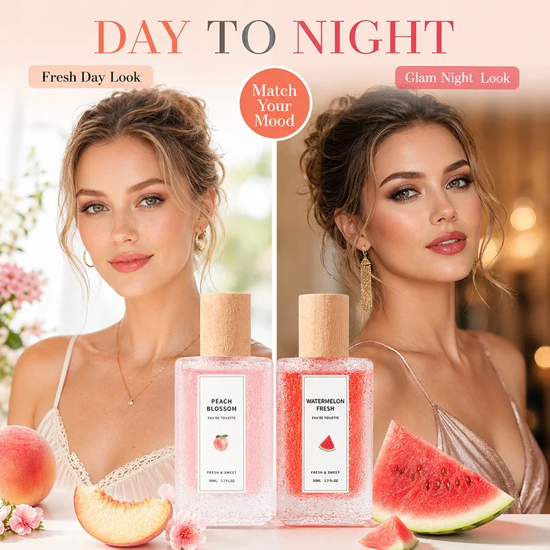 2Pcs Fruity Eau de Toilette for Women, Peach Blossom & Watermelon Fresh Perfume Spray, Sweet Floral Body Fragrance Gift Set - AliExpress 66