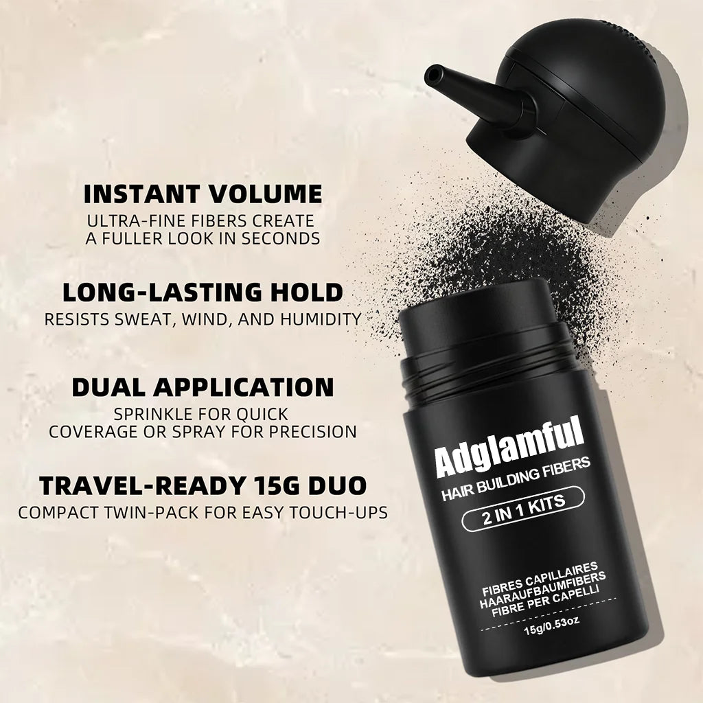 Adglamful Hair Fiber Kit: 2 Fiber Powders + Spray Bottle for Instant Thickening & Volume ¨C Quick 30 Sec Styling - AliExpress 66