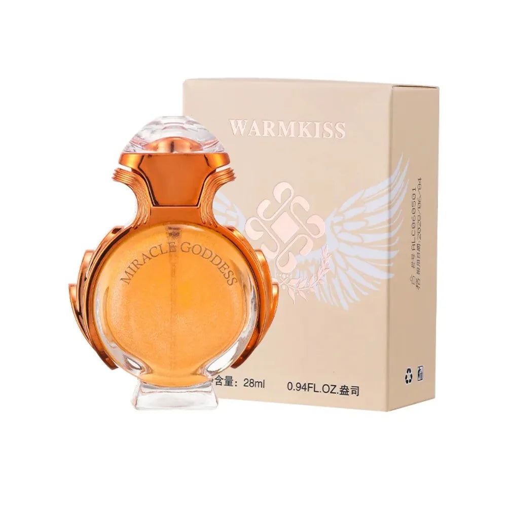28ml Miracle Goddess Women Perfume Long Lasting Floral Scent Golden Sparkling Glitter Bottle Portable Dating Party Fragrance