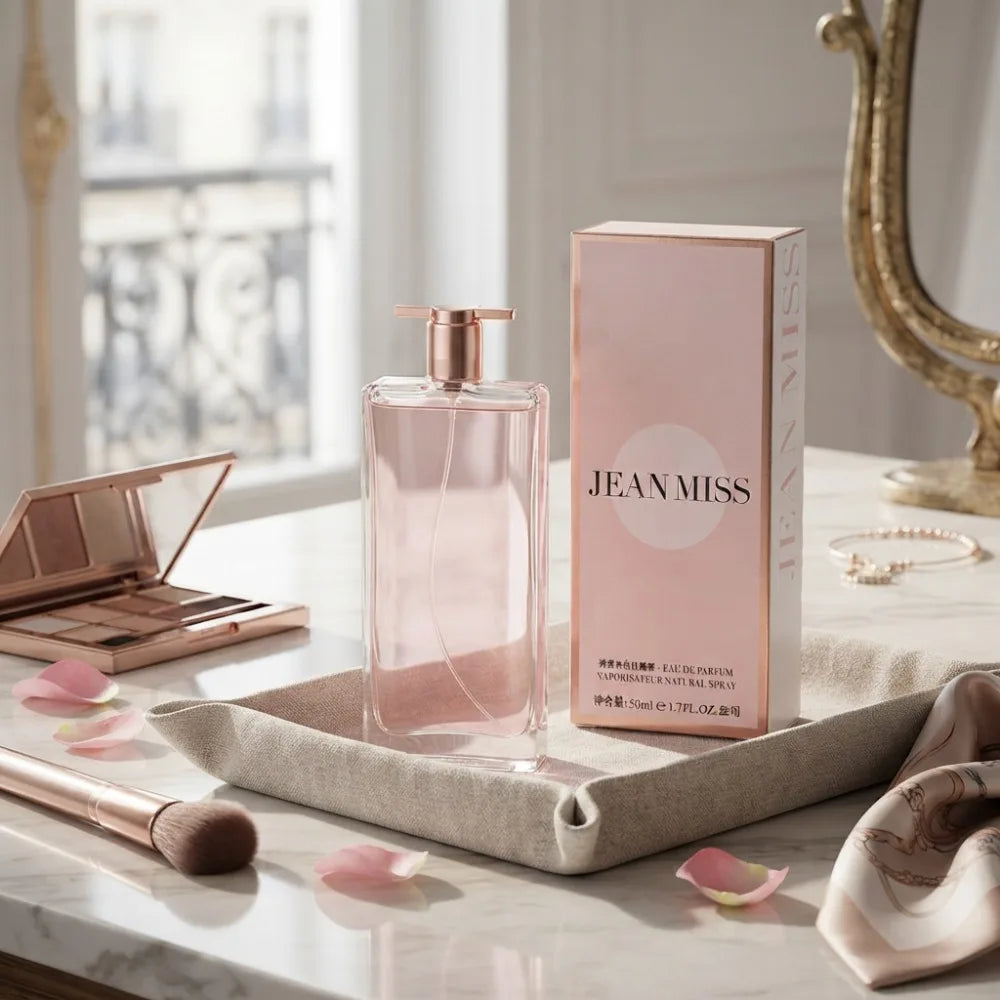 50ml Women Perfume Long Lasting Soft Clean Floral Light Scent Pink Rectangle Bottle Rose Gold Cap Daily Office Dating Fragrance