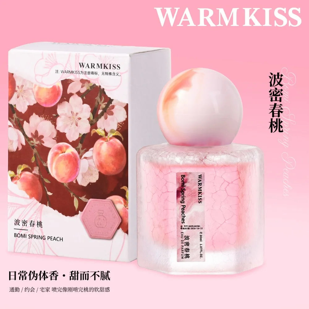 30ML Bomi Spring Peach Perfume Fresh Sweet Floral Fruity Milk Long Lasting Fragrance Eau de Toilette For Women Daily Dating