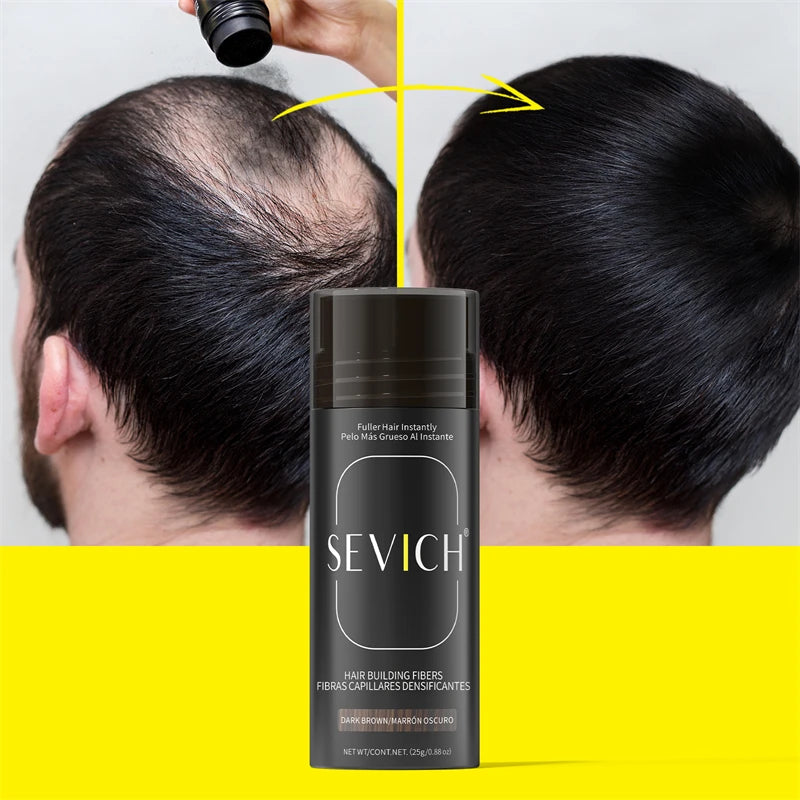 Sevich Hair Fiber 25g: Men's Natural Hair-Thickening Fibers for Balding Areas, Fills Part Lines, Includes 25g Fiber Powder