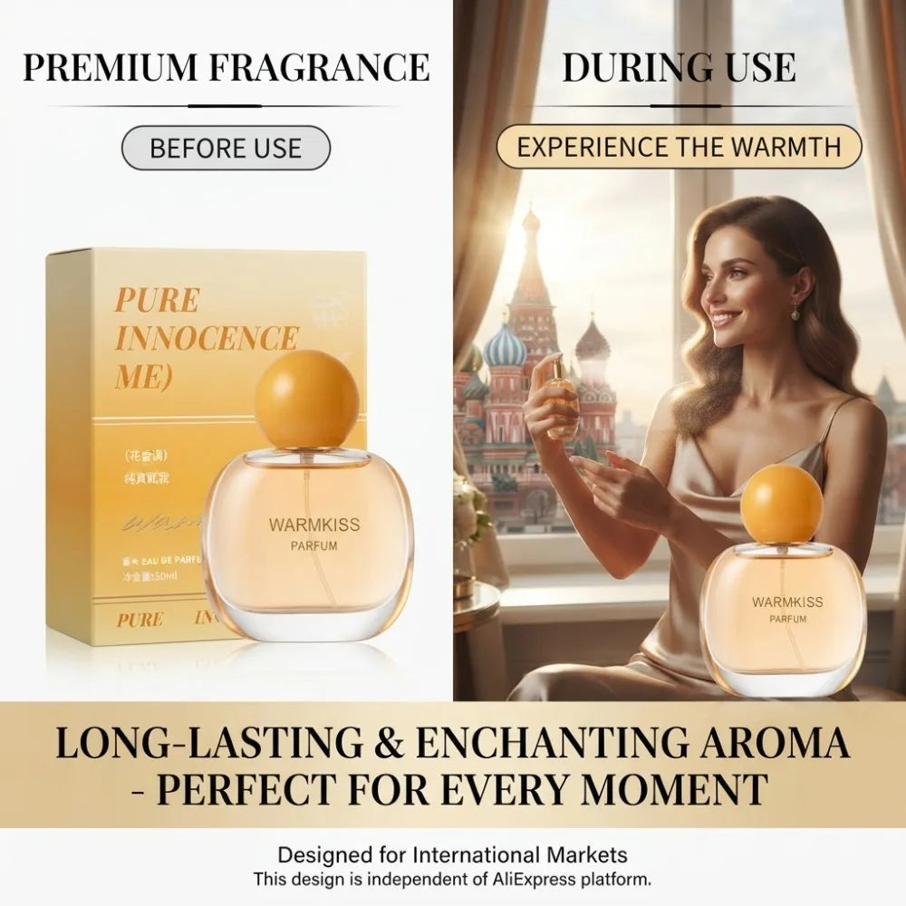 50ML Warmkiss Pure Innocence Me Perfume EDT Orange Blossom Jasmine Gardenia Amber Musk Long Lasting Floral Scent Women Fragrance
