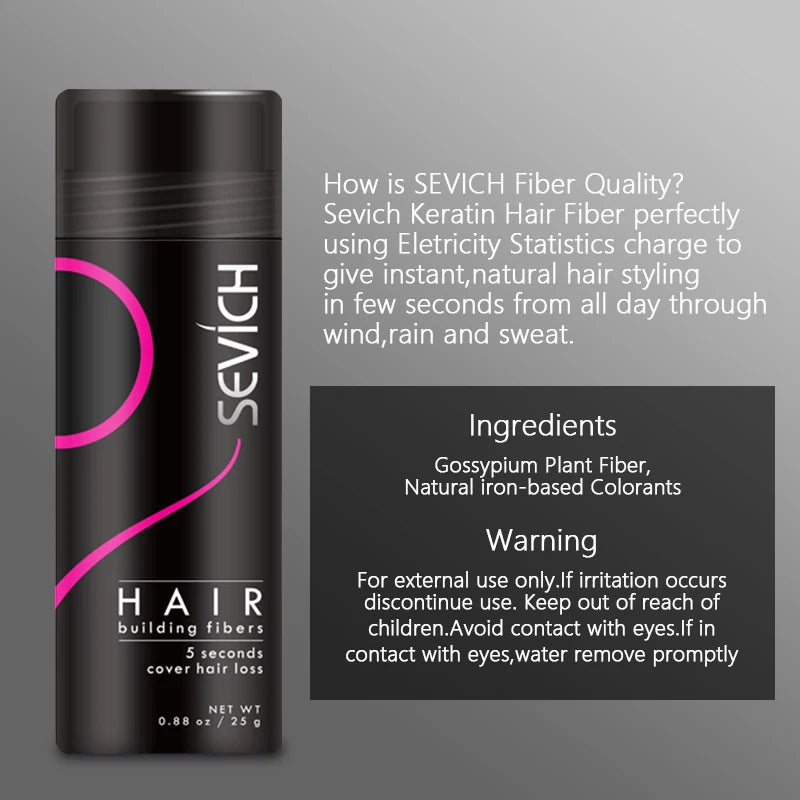 Sevich Hair Building Fibers Keratin Thicker Anti Hair Loss Products Concealer Refill Thickening Hair Fiber Powders Growth 25g