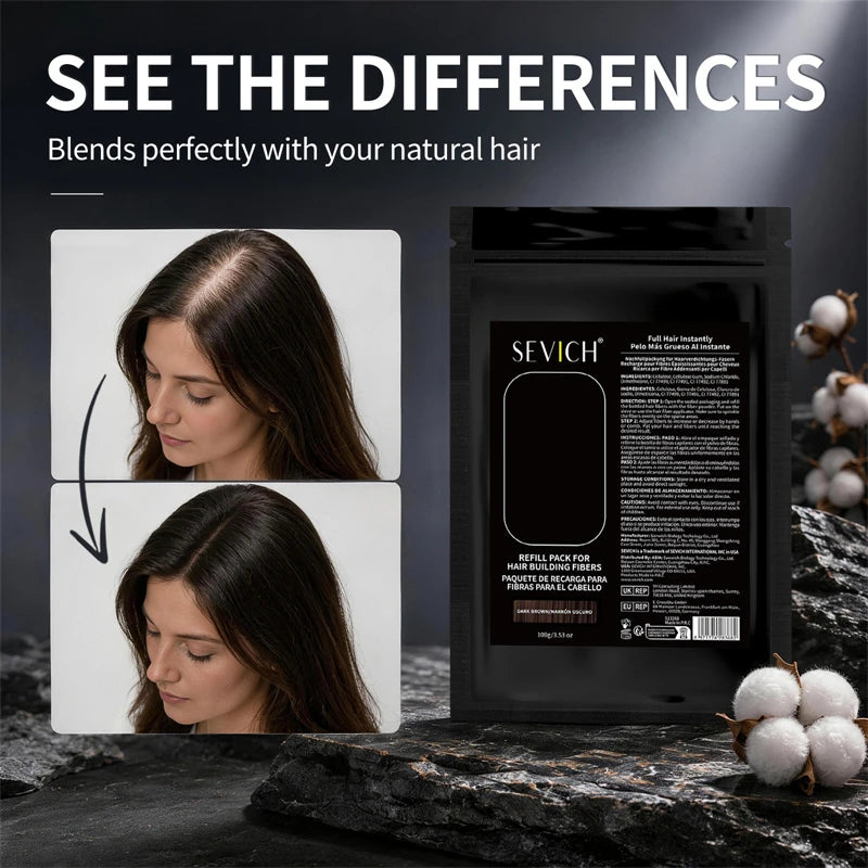 100g Hair Building Fibers Powder 10 Color Keratin Hair Fiber Refill Thickening Spray Instant Regrowth Powder Hair Loss Products
