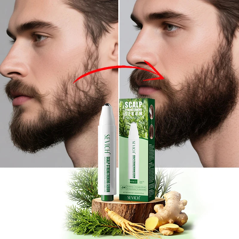 3IN1 Rosemary Beard Growth Serum Ginger Hairline Thickening Essence Eyebrow Growth Oil Stimulates Follicles Promote Hair Growth