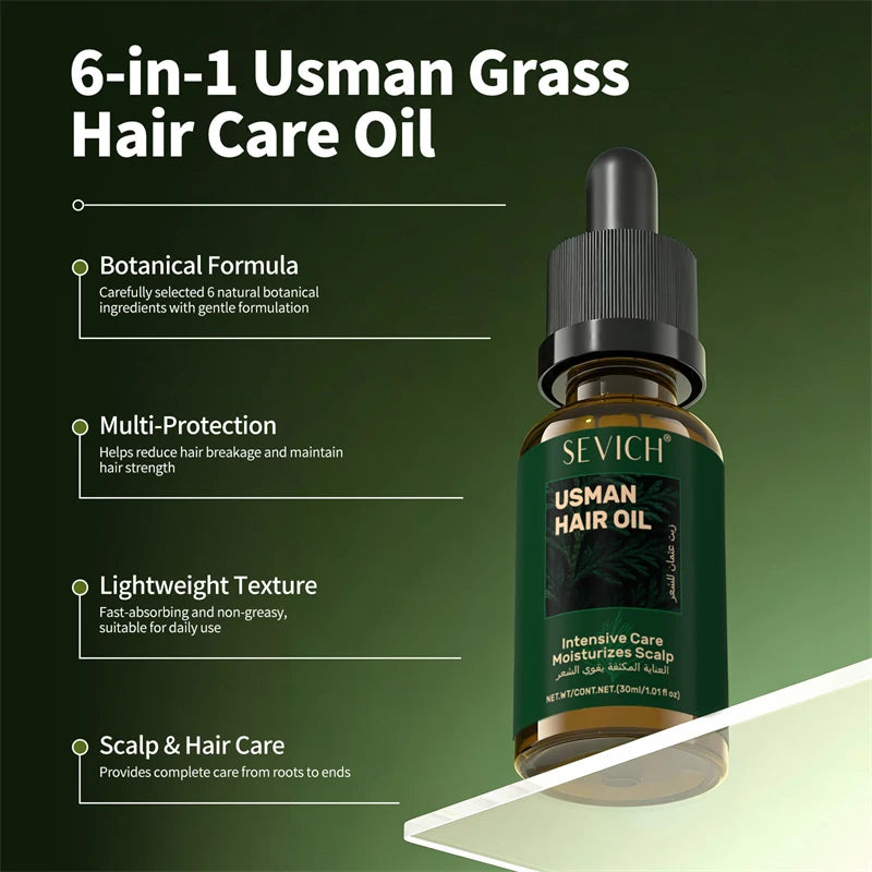 Natural Hair Growth Set Usman Grass Shampoo Soap Herbal Hair Regrowth Oil Anti Hair Loss Serum Scalp Care Spray for Men Women