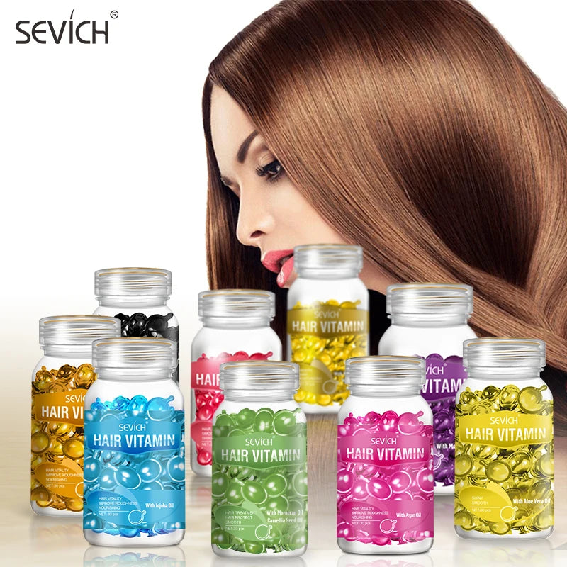 Sevich Smooth Silky Hair Vitamin Capsule Keratin Complex Oil Hair Care Repair Damaged Hair Serum Anti-Loss Moroccan Hair Oil - AliExpress 66