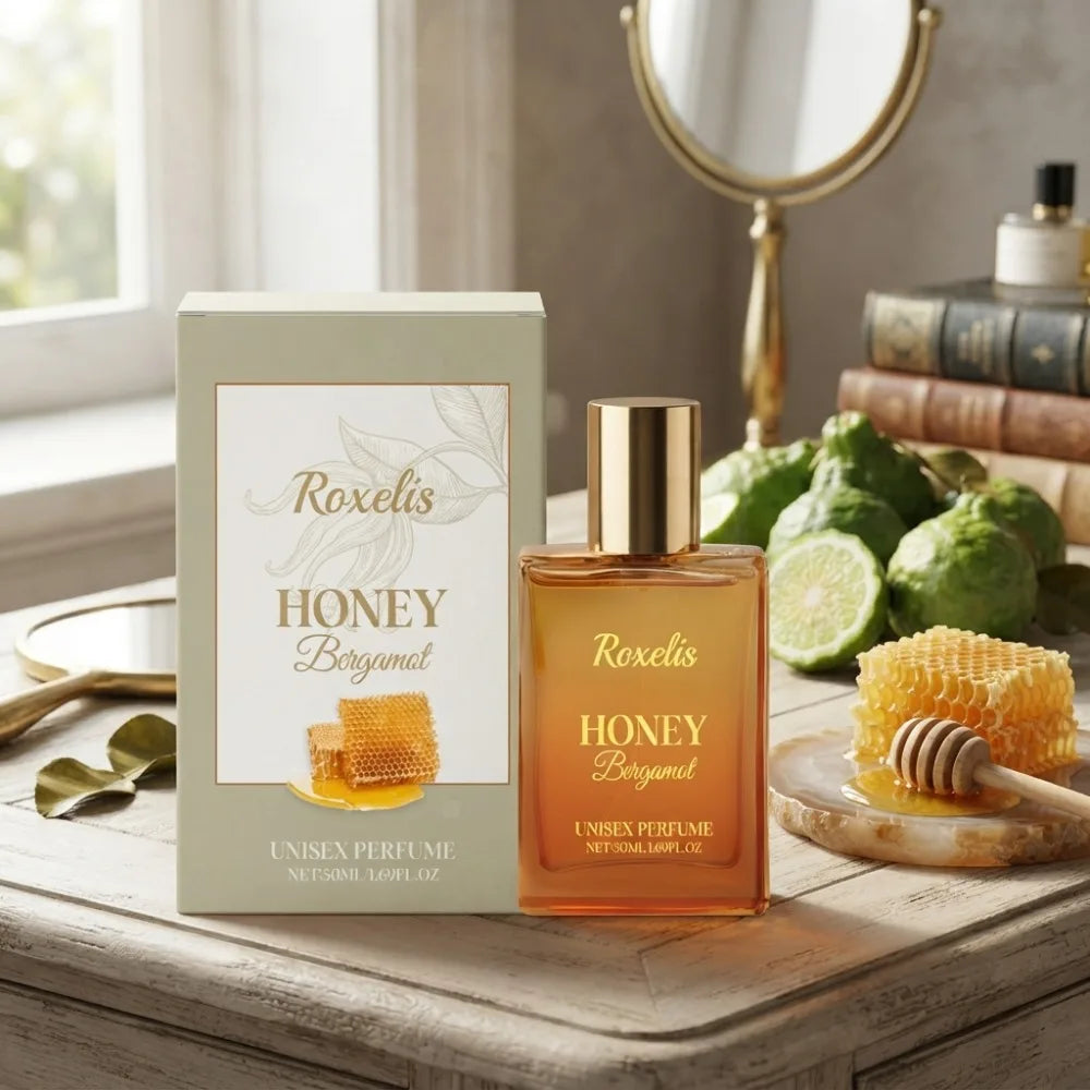 50ml Honey Bergamot Unisex Perfume Long Lasting Warm Sweet Citrus Light Scent Amber Square Bottle Daily Office Fragrance