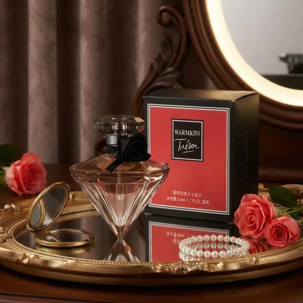 50ML New Women Perfume Long Lasting Floral Scent Luxury Diamond Bottle With Black Rose Decor Elegant Fragrance For Dating Party