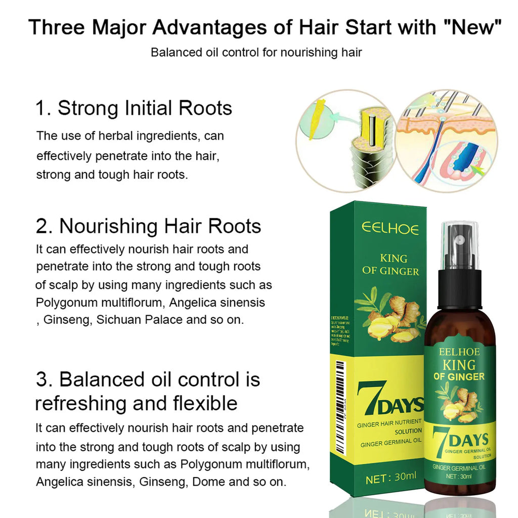 Ginger Oil Hair Booster Serum Spray Nourish Scalp Hair Follicles Refresh Control Oil Strengthen Hair Roots Nutrient Solution - AliExpress 66