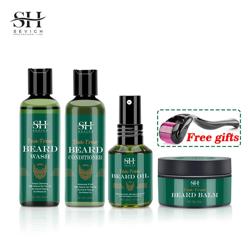 Men's Beard Growth Kit 4pcs Tea Tree Oil