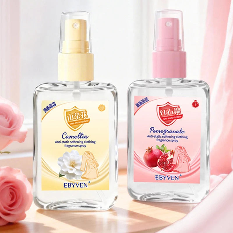 Clothing Fragrance Spray,Closet Fabric Anti-Static Deodorizing Mist,Long-Lasting Odor Eliminator,Camellia /Pomegranate Scent