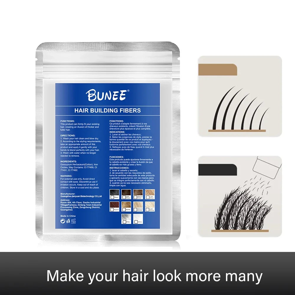 BUNEE 7 Color Hair Fibers Keratin Hair Building Fiber Powder Instant Hair Growth Fiber Refill Hair Care Product 25g - AliExpress 66