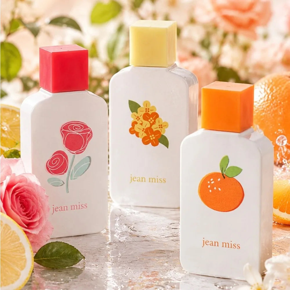 50ML Cartoon Fruit Flower Printing Perfume Natural Fresh Floral Fruity Scent Long Lasting Eau De Toilette For Women Daily Dating
