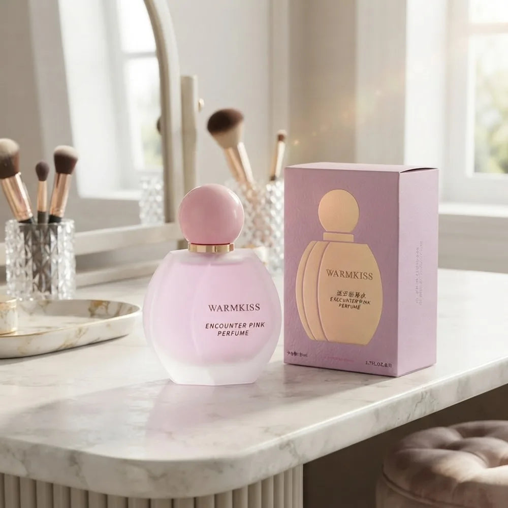 50ml Encounter Pink Women Perfume Long Lasting Mild Sweet Floral Light Scent Frosted Round Bottle Girly Daily Dating Fragrance