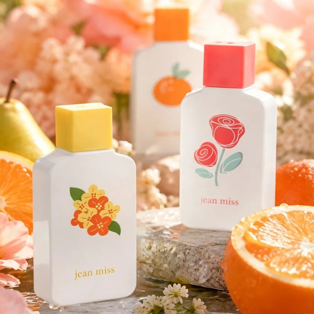 50ML Cartoon Fruit Flower Printing Perfume Natural Fresh Floral Fruity Scent Long Lasting Eau De Toilette For Women Daily Dating