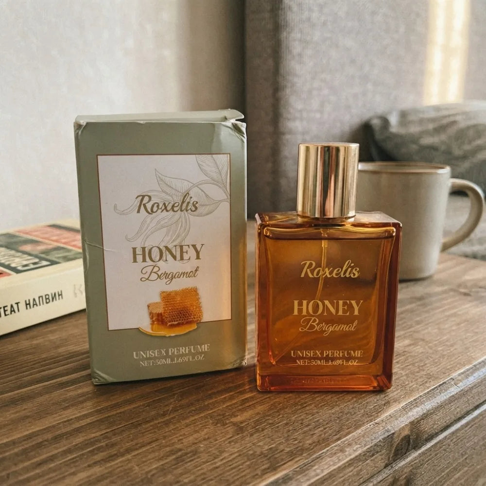 50ml Honey Bergamot Unisex Perfume Long Lasting Warm Sweet Citrus Light Scent Amber Square Bottle Daily Office Fragrance