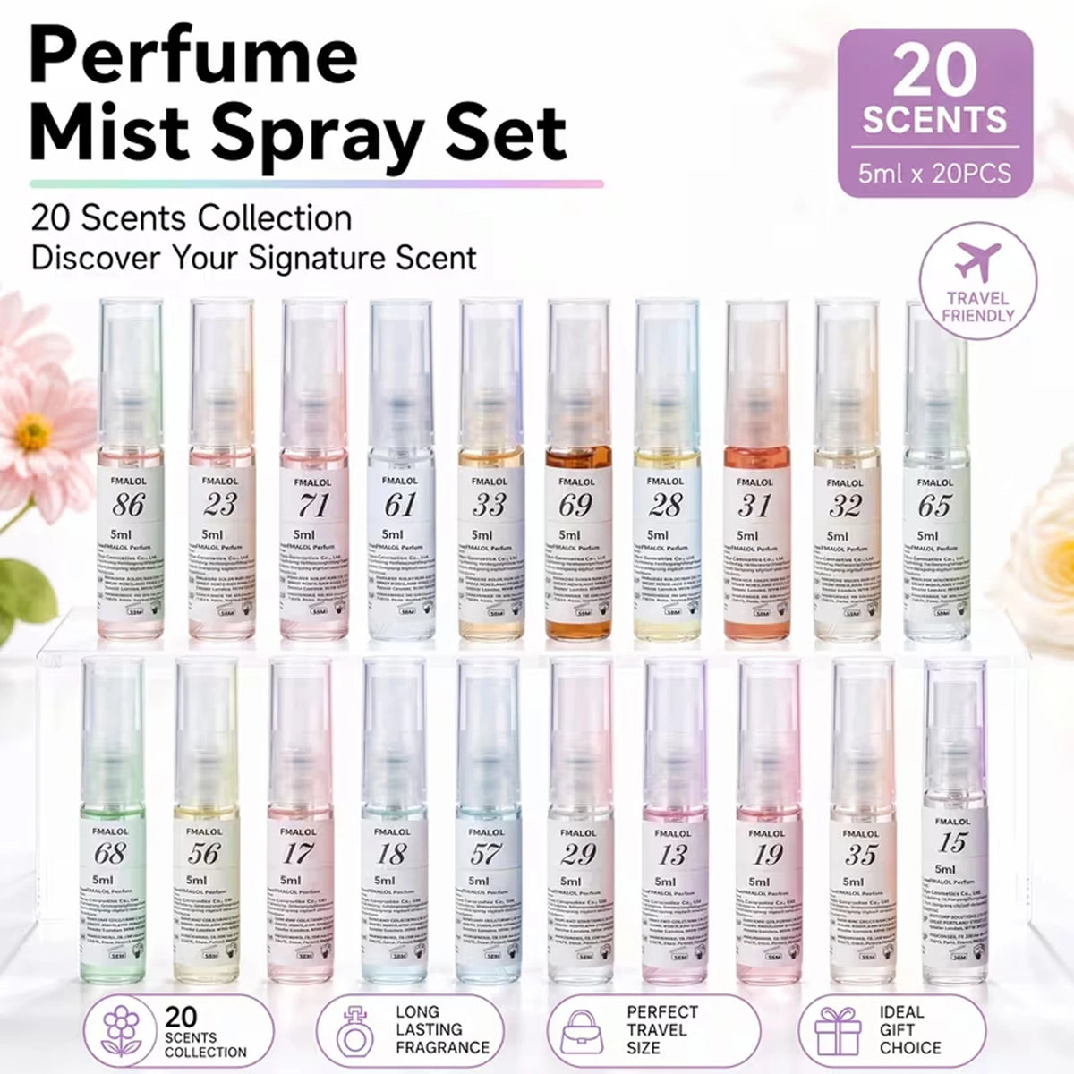 20PCS Of Long-lasting, High-concentration Mini Perfume Sprays for Women - Perfect for Casual Wear And As A Gift, Compact And Portable (Floral/Fruity/Woody Scents) - An Ideal Choice for Perfume Lovers, And A Great Birthday/Anniversary Gift for Women.