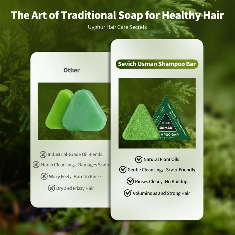 Natural Hair Growth Set Usman Grass Shampoo Soap Herbal Hair Regrowth Oil Anti Hair Loss Serum Scalp Care Spray for Men Women