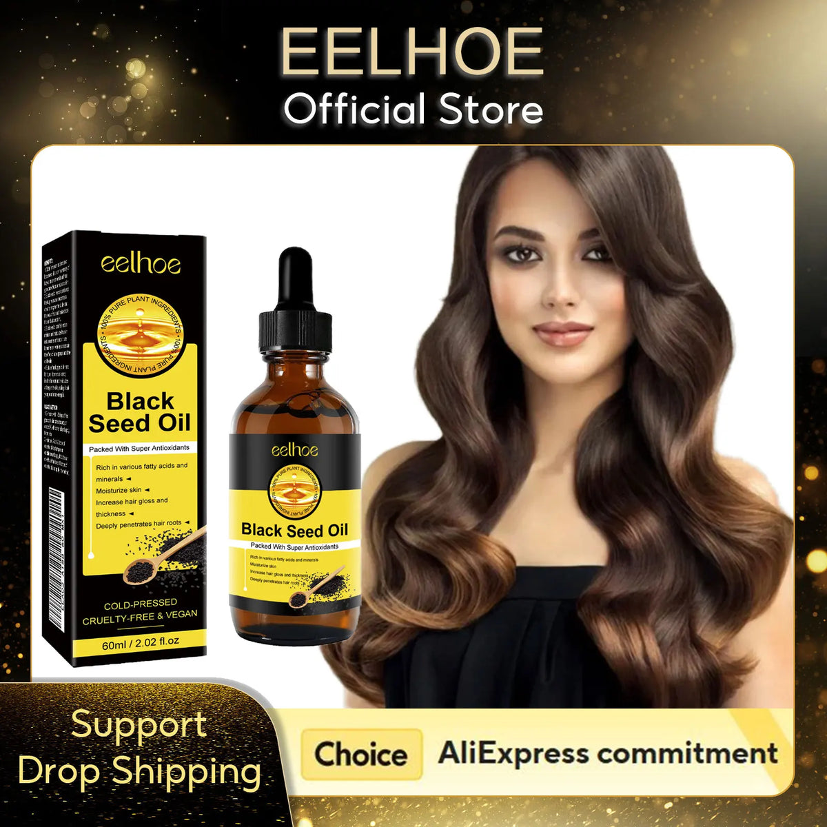 EELHOE Black Seed Oil for Hair Growth 60ml