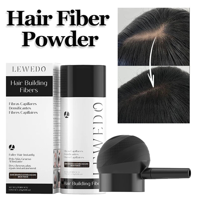 Hair Fiber Kit 25g Hair Building Fibers Unisex Instantly Adds Volume Conceals Thinning Areas for Fuller Hair Powder Nozzle Set