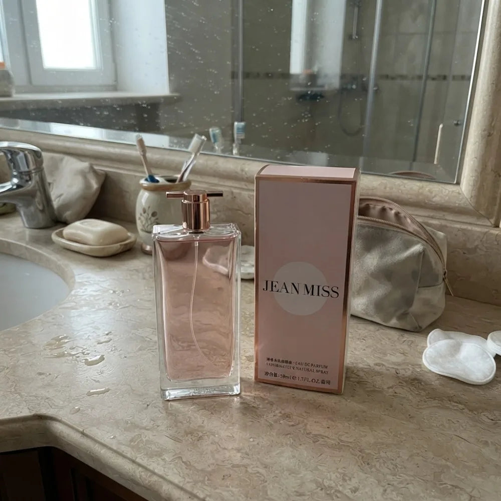 50ml Women Perfume Long Lasting Soft Clean Floral Light Scent Pink Rectangle Bottle Rose Gold Cap Daily Office Dating Fragrance