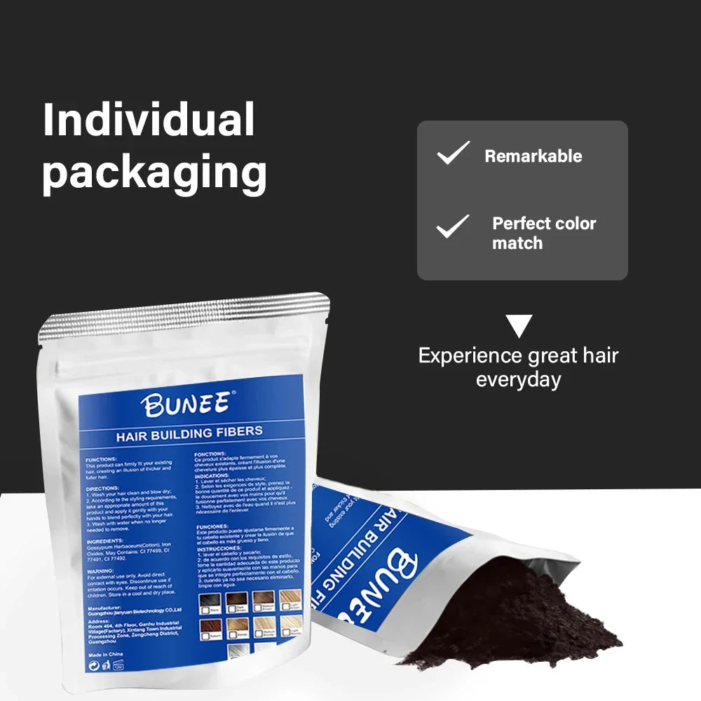 BUNEE 7 Color Hair Fibers Keratin Hair Building Fiber Powder Instant Hair Growth Fiber Refill Hair Care Product 25g - AliExpress 66