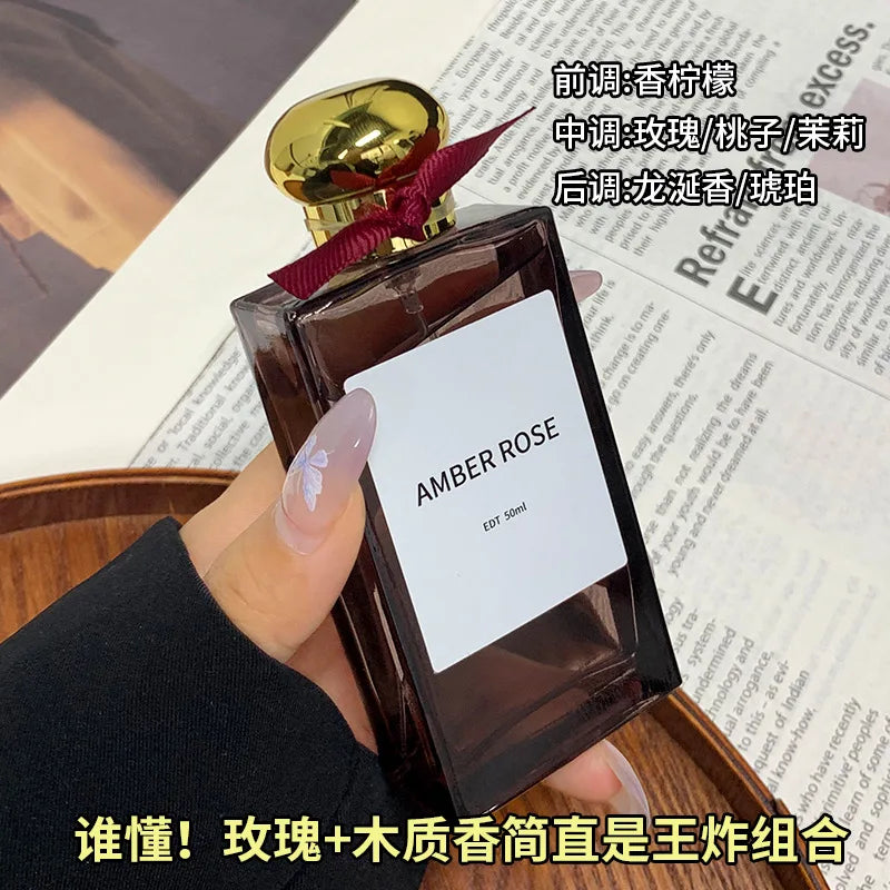 Amber Rose Perfume for Women 50ml EDT Long Lasting Floral Fruity Musk with Peach Jasmine Middle Notes Sophisticated Fragrance