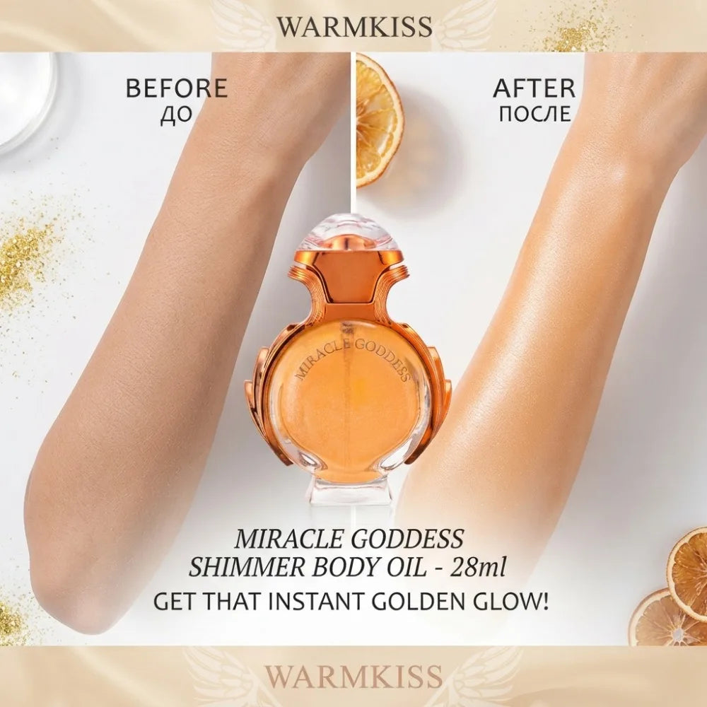 28ml Miracle Goddess Women Perfume Long Lasting Floral Scent Golden Sparkling Glitter Bottle Portable Dating Party Fragrance
