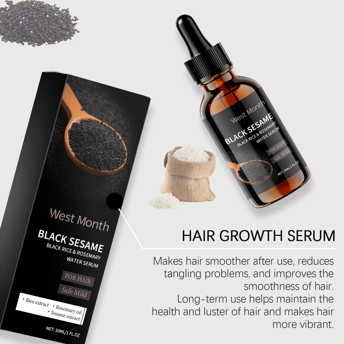 Black Sesame Hair Strengthening Oil Improve Damaged Split Ends Dry Frizz Repairing Nourishing Shiny Dense Hair Growth Care Serum - AliExpress 66