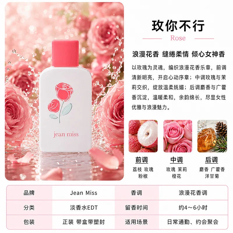 50ML Cartoon Fruit Flower Printing Perfume Natural Fresh Floral Fruity Scent Long Lasting Eau De Toilette For Women Daily Dating