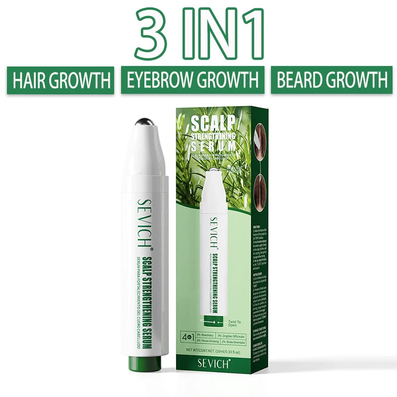 3IN1 Rosemary Beard Growth Serum Ginger Hairline Thickening Essence Eyebrow Growth Oil Stimulates Follicles Promote Hair Growth
