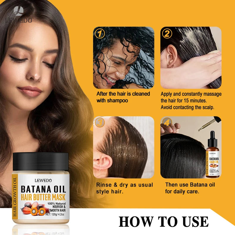 Batana Oil Hair Growth Kit Traction Alopecia Hair Repair Spray Repairs Damage Hair Keratin Hair Scalp Regrowth Treatment Mask - AliExpress 66