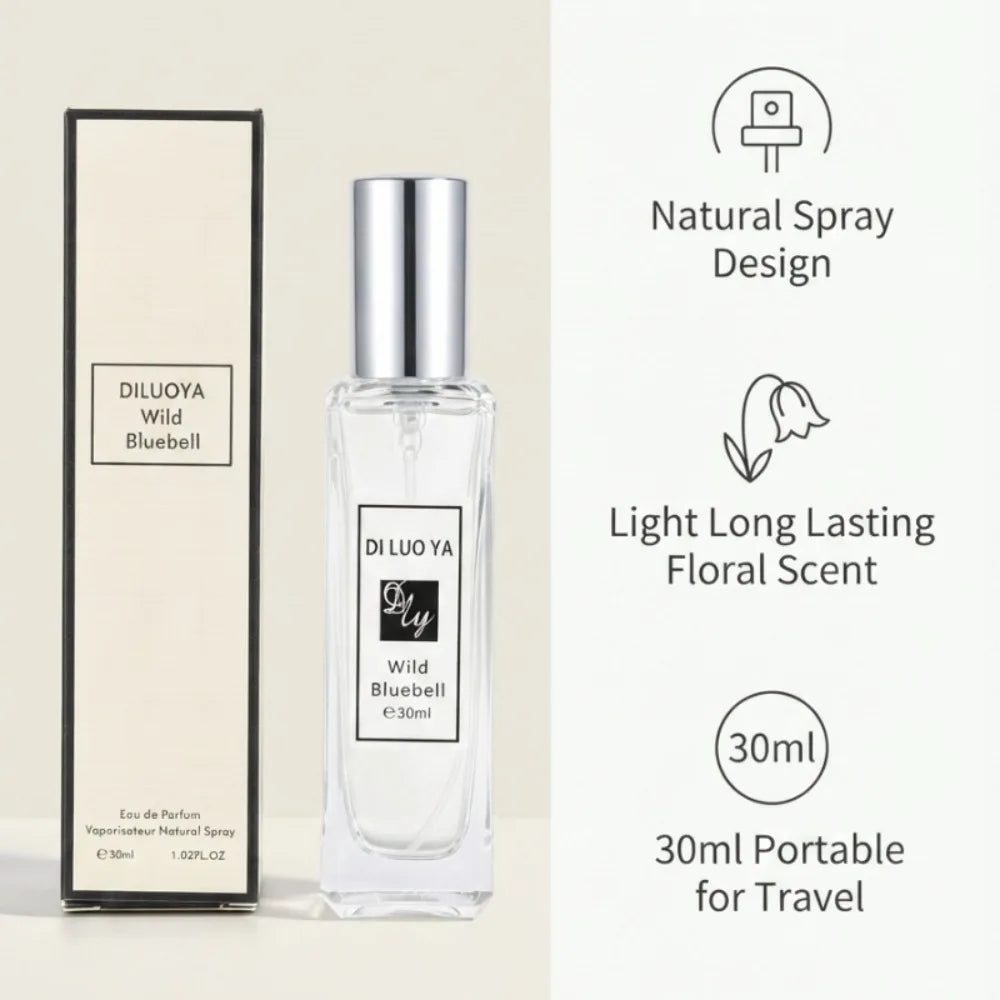 30ml Wild Bluebell Women Perfume Long Lasting Crisp Fresh Light Floral Scent Portable Pocket Daily Travel Dating Fragrance