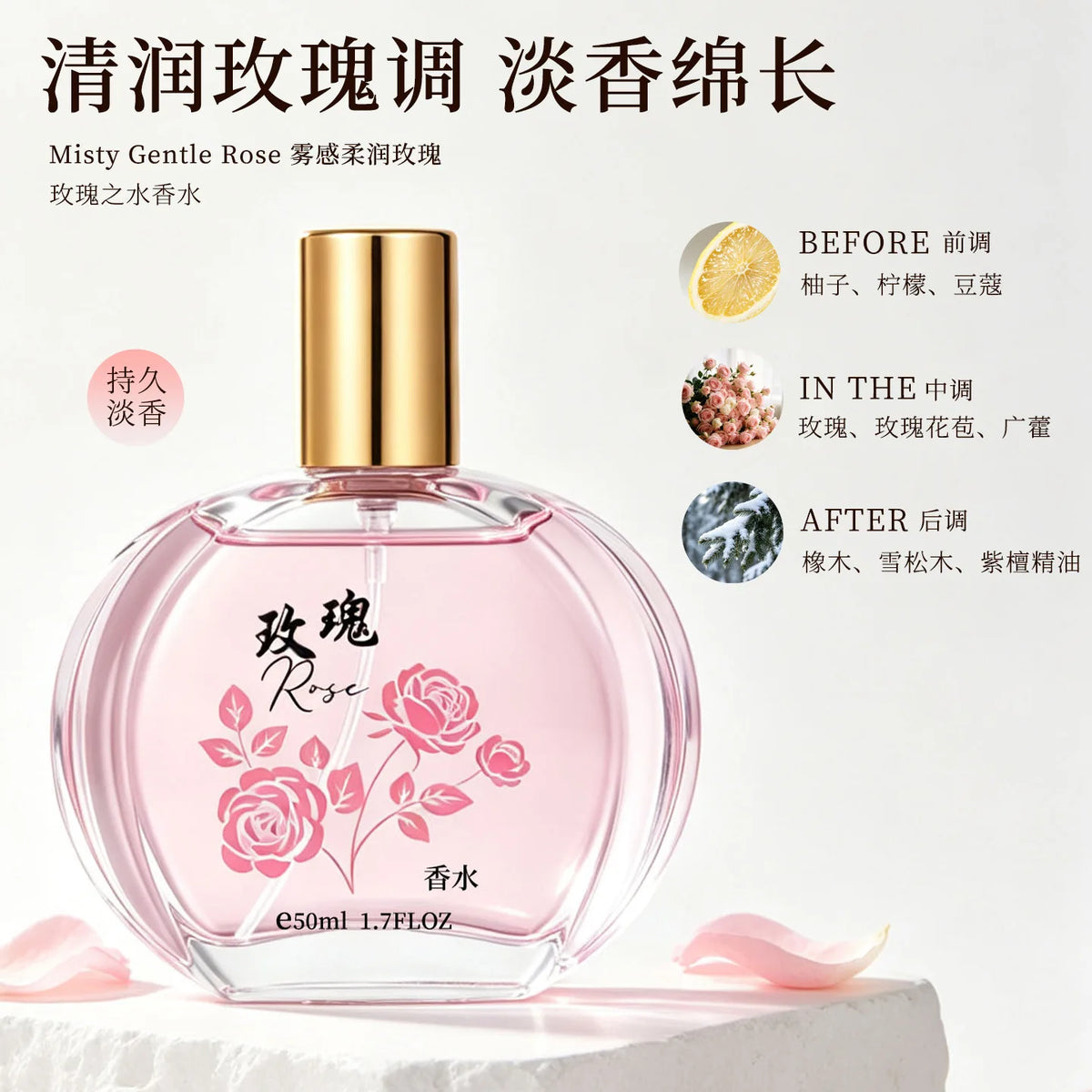 50ML Classic Flower Perfume Fresh Elegant Long Lasting Floral Fragrance Osmanthus Jasmine Gardenia Rose Orchid For Daily Dating