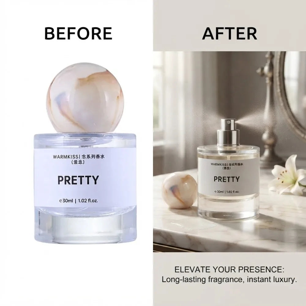 30ml Women Perfume Long Lasting Mild Woody Floral Light Scent Clear Round Bottle Ball Cap Portable Daily Travel Dating Fragrance