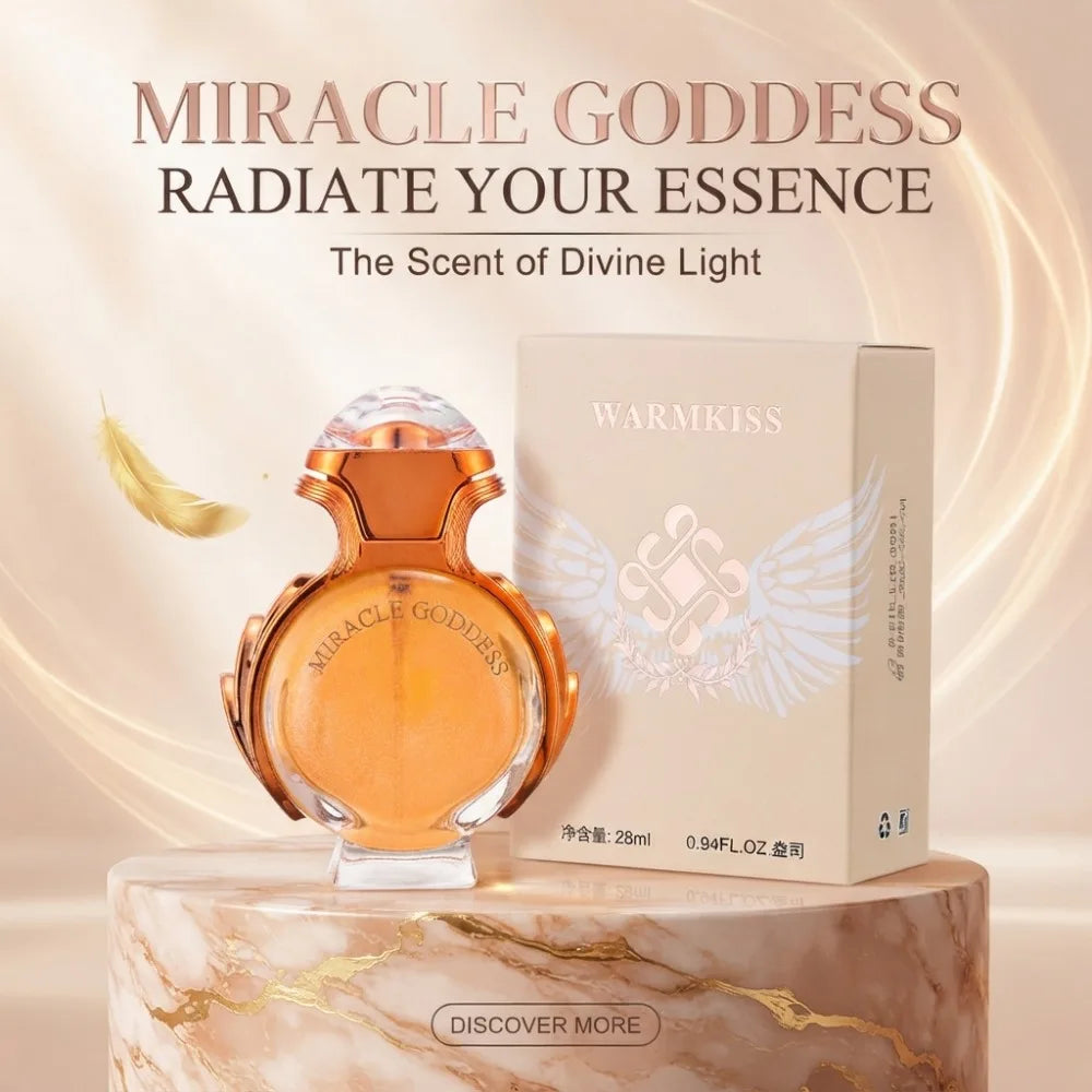 28ml Miracle Goddess Women Perfume Long Lasting Floral Scent Golden Sparkling Glitter Bottle Portable Dating Party Fragrance