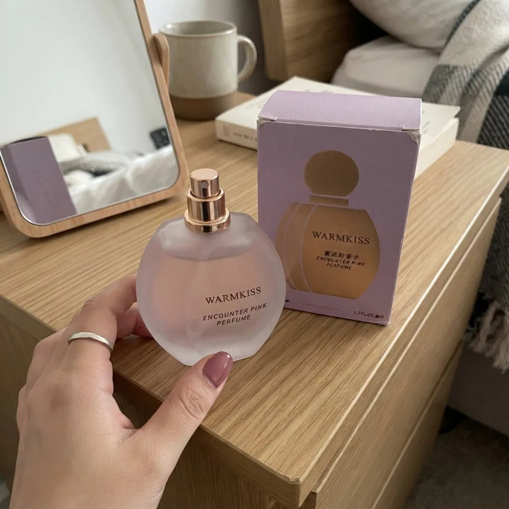50ml Encounter Pink Women Perfume Long Lasting Mild Sweet Floral Light Scent Frosted Round Bottle Girly Daily Dating Fragrance