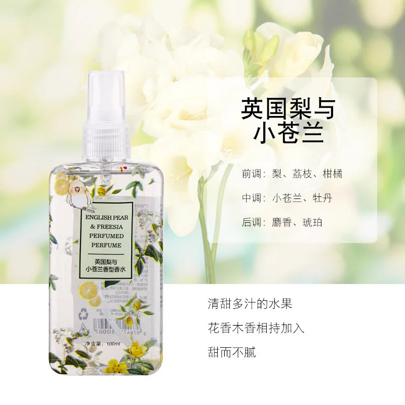 100ML English Pear And Freesia Body Mist Perfume Fresh Fruity Floral Scent Long Lasting Fragrance For Deodorant Daily Dating
