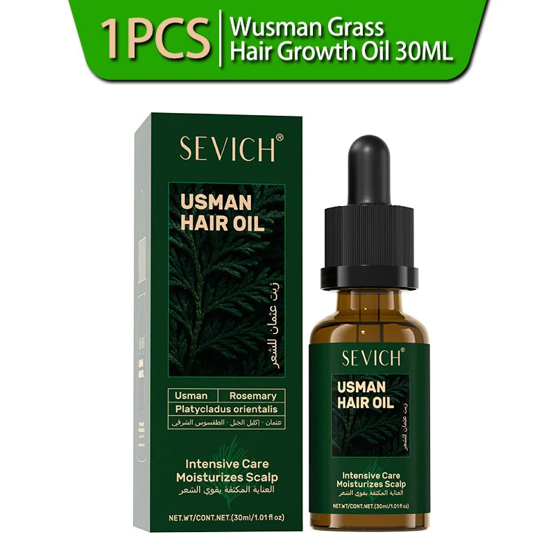 Natural Hair Growth Set Usman Grass Shampoo Soap Herbal Hair Regrowth Oil Anti Hair Loss Serum Scalp Care Spray for Men Women