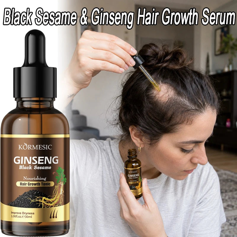 Black Sesame Ginseng Hair Growth Serum, Faster Hair Growth, Thicker & Longer Hair, Anti Hair Loss, Hair Regrowth Alopecia Areata - AliExpress 66