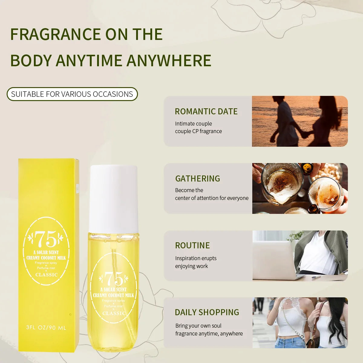 Perfume Mist Body Spray 5 Scents Vanilla Orchid Ocean Air Jasmine Blooms Creamy Coconut Milk Macadamia Long Lasting 90ml Each for Women Gift - AliExpress 66